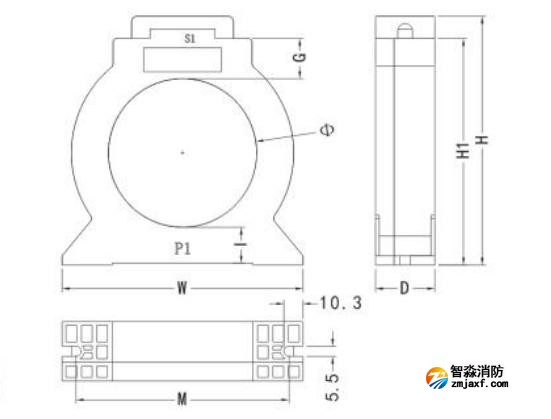 閉口式，圓孔100A-630A外形尺寸圖