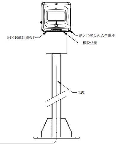 J-SAM-GST9116隔爆手動火災(zāi)報(bào)警按鈕立柱安裝方式示意圖